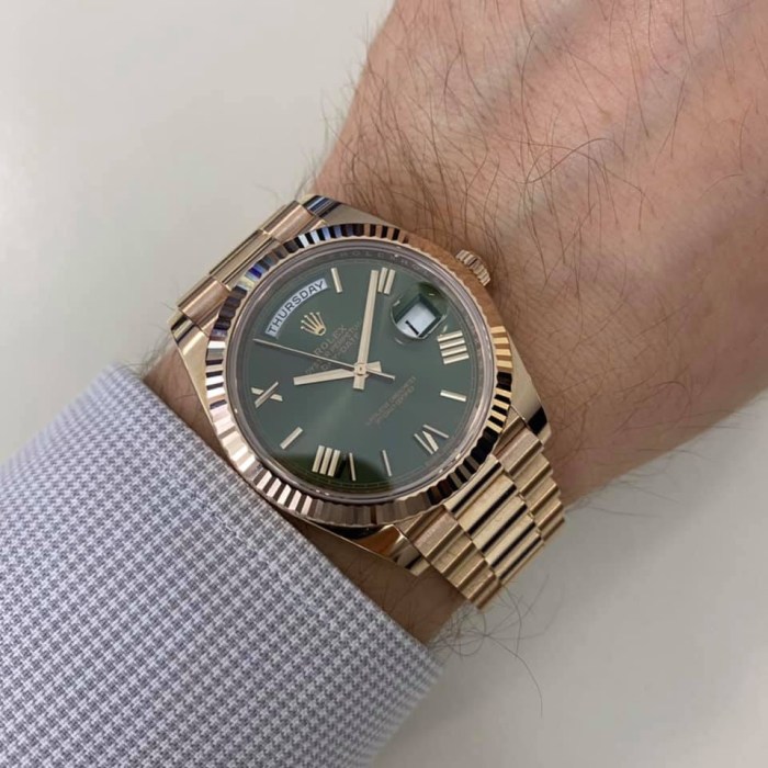 Rolex day date rose gold green dial